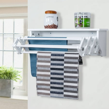 laundry rack drying mounted clothes folding towel storage shelf costway racks walmart