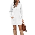 thumbnail image 2 of Hxshgdsn Women's Sweatshirt Dress With Pockets, Hooded Pullover Tunic Dress, Solid Color Casual Comfortable Outfit（White/XL), 2 of 6