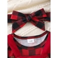 thumbnail image 6 of Suealasg Newborn Baby Girls 3Pcs Christmas Clothes 3 6 9 12 18 Months Infant Girls Long Sleeve Plaid Print Romper Reindeer Patch Suspender Skirt Headband, 6 of 7