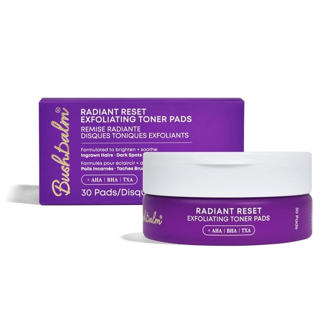 Almohadillas exfoliantes para cabello encarnado Bushbalm Radiant Reset, 30 almohadillas