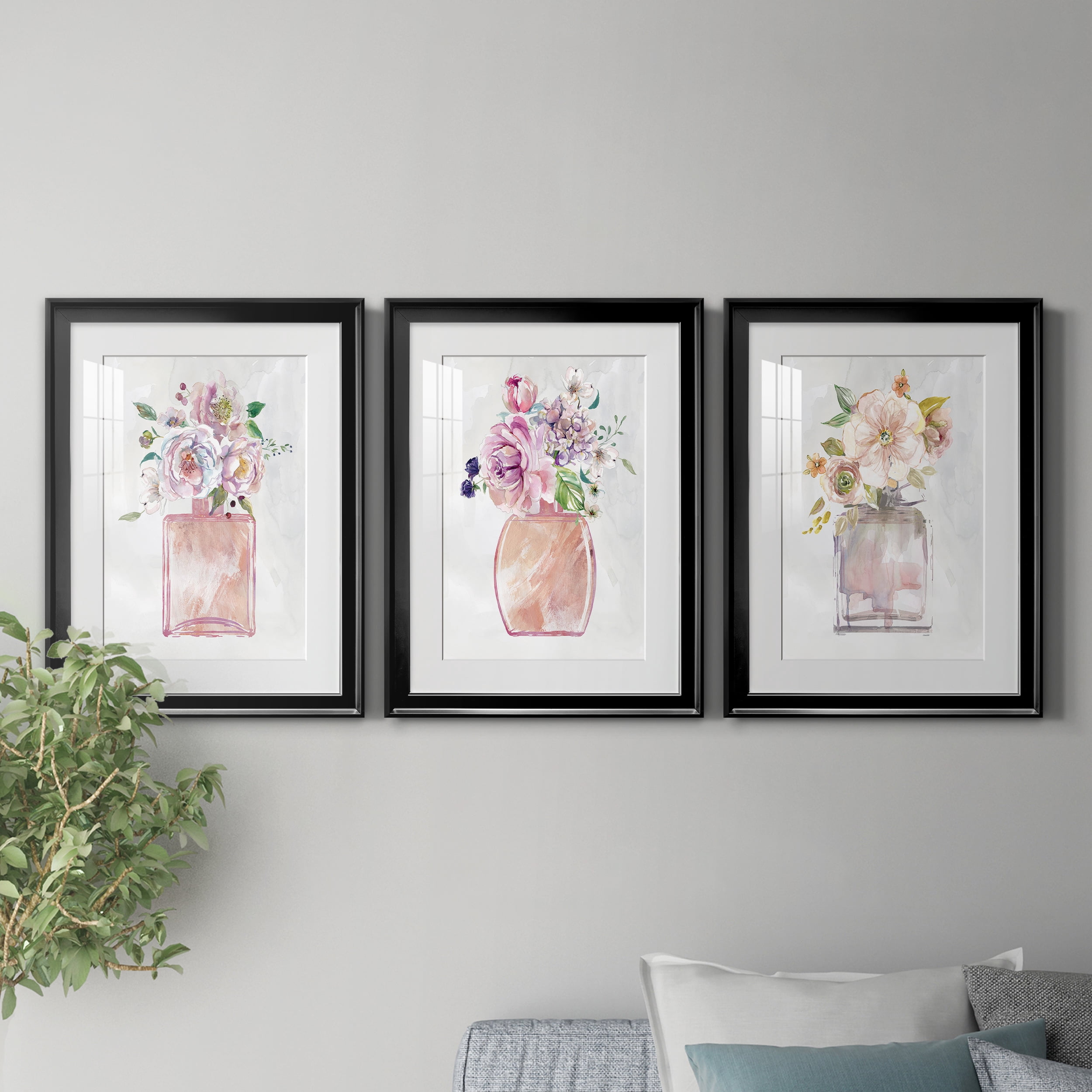 Fragrance of Summer I Premium Framed Prints Set of 3 - Ready to Hang - 18 x 24 Each - Black Frame