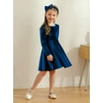 thumbnail image 5 of Valcatch Toddler Girl Velvet Long Sleeve Swing Dress with Hairband Christmas Outfit for 2-7 Years (Spring/Fall/Winter), 5 of 10