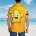 thumbnail image 4 of Fuzoiu Happy Cartoon Star Print Hawaiian Shirt for Men, Summer Beach Casual Short Sleeve Button Down Shirts, Men’s Beach Summer Shirts with Pocket,X-Large, 4 of 7