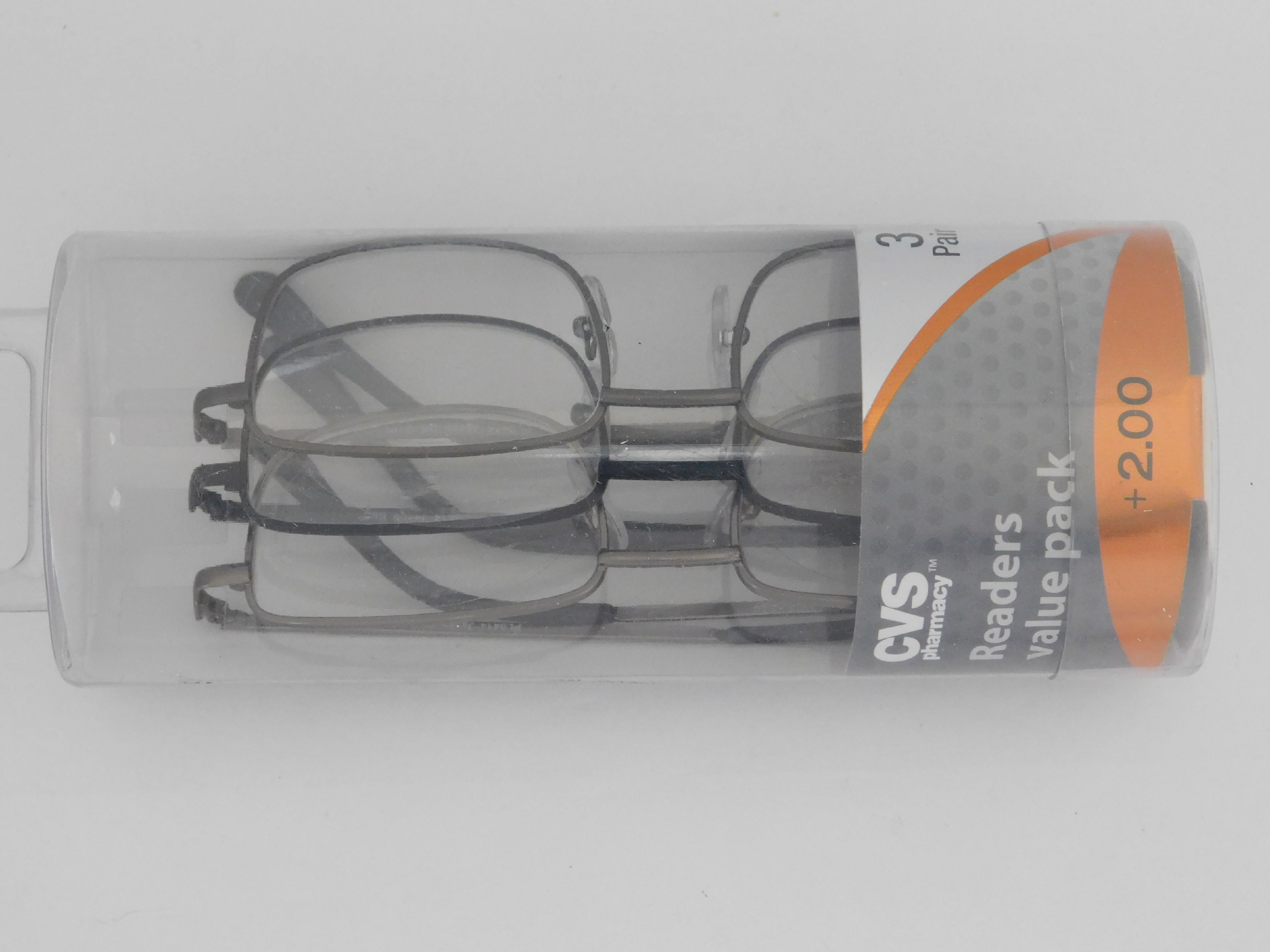 FGX Scratch Resistant Metal Full Frame +2.00 Reading Glasses, 3 Pair