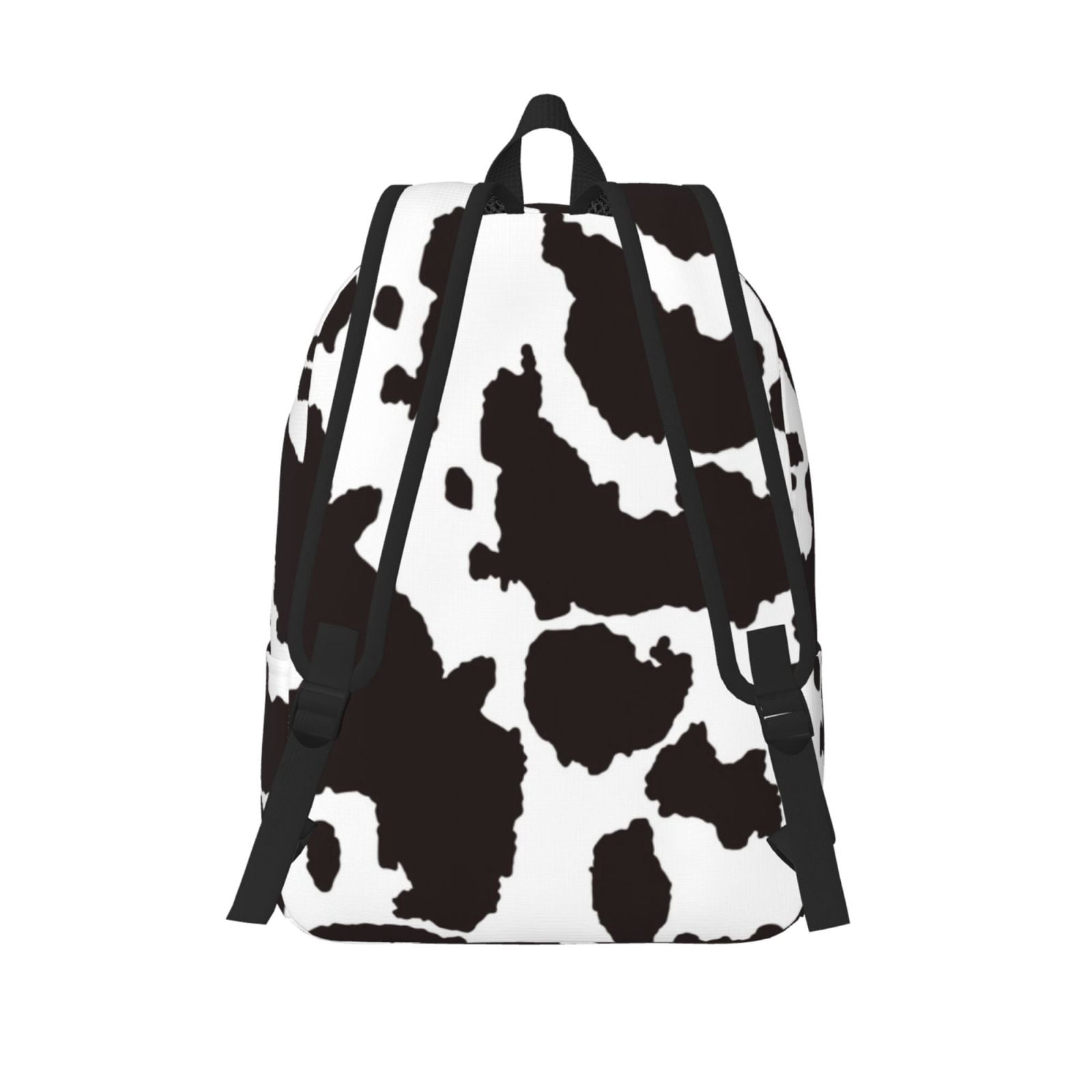 Picia Cow Skin 2 Printed Canvas Daypack - Stylish and Durable Vintage Compact Backpack - Class, Work, Travel, or Laptop Bookbag,Organized Compartments-Small