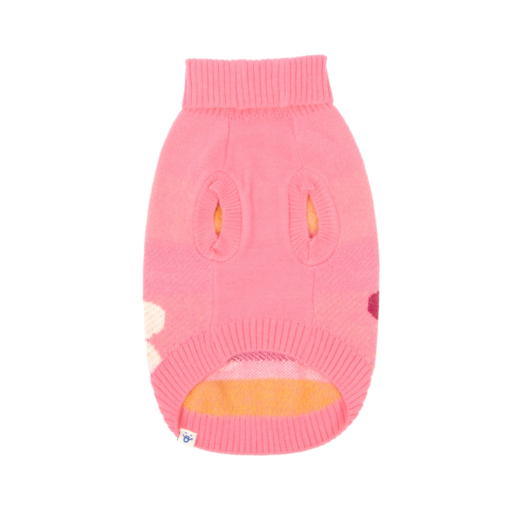 Oodles Fabulous Flowers Fall Turtleneck Dog Sweater, Pink, Medium