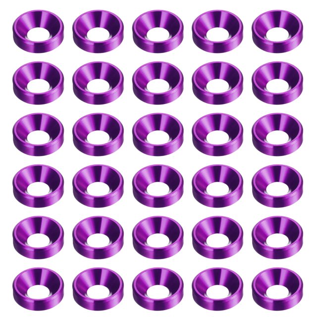 Unique Bargains Lot de 30 Rondelles de Comptoir M4 en Alliage d'Aluminium Anodisé, Violet