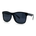 thumbnail image 5 of Hipster Color Mirror Inset Shield Lens Horn Rim Retro Plastic Sunglasses All Black, 5 of 7