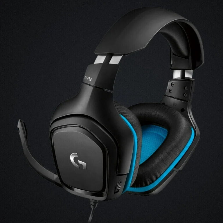 Logitech G432 Wired Gaming Headset, 7.1 Surround Sound, DTS Headphone:X  2.0, Flip-to-Mute Mic, PC (Leatherette) Black/Blue 