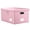 Pink, variant on Large Collapsible Storage Bin with Lid [1-Pack] Leather Fabric Foldable Storage Box Organizer Containes Basket Cube with Cover for Home Bedroom Closet Office