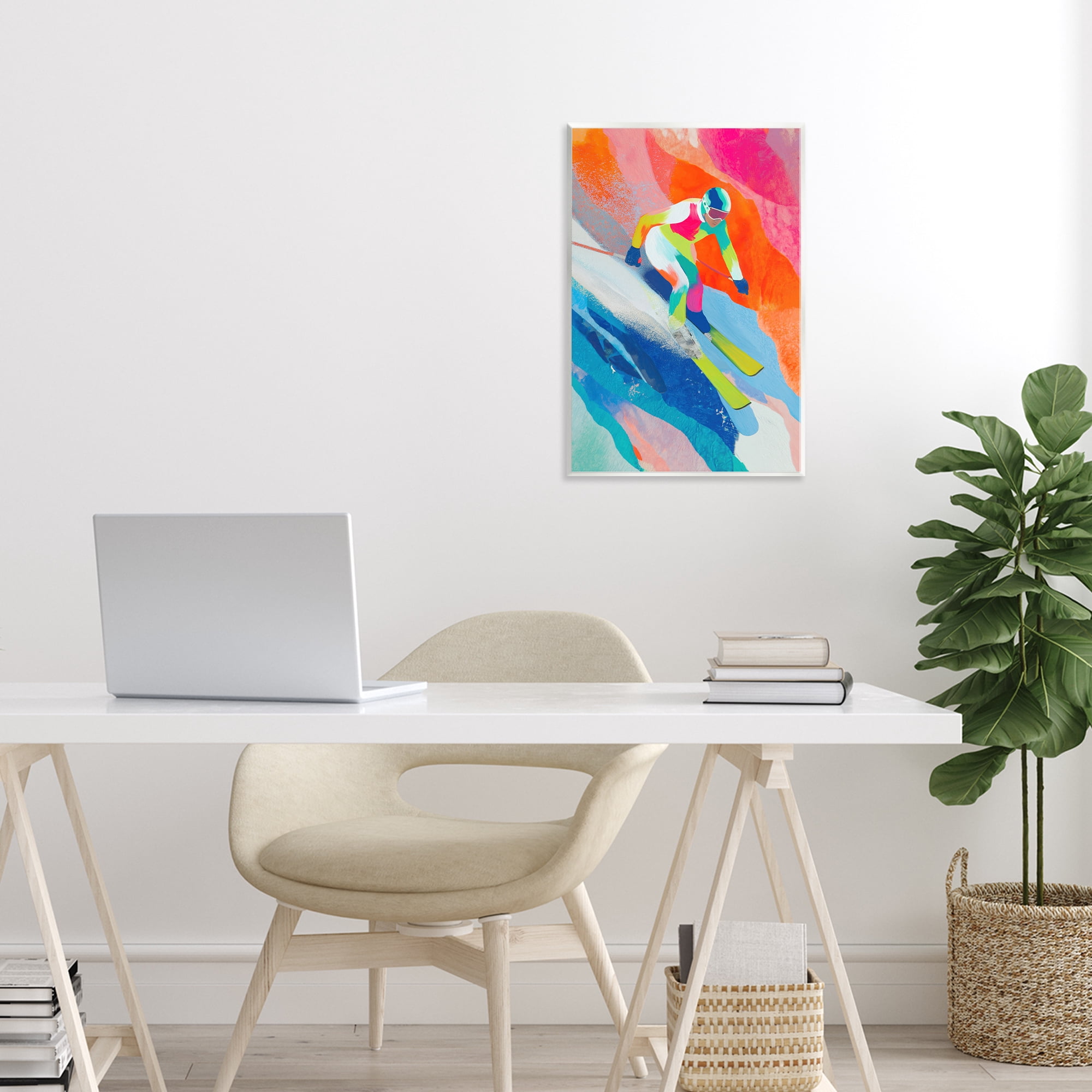 Stupell Industries Skiing Down Neon Slopes Wall Plaque Art, design by Chromatic Storm Studio
