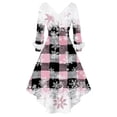 thumbnail image 4 of Women's Fashion V-Neck Casual Slim Fit Christmas Print Furry Party Long Sleeve Dress, Christmas Gifts Women Idea for Holiday Fall and Winter Parties,Pink,M, 4 of 4