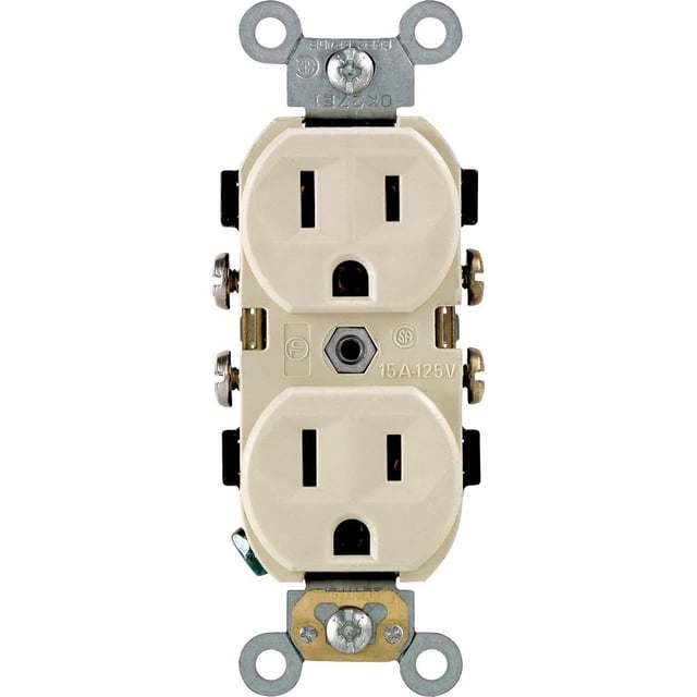 Enchufe eléctrico Leviton S01-0BR15-OIS, receptáculo dúplex marfil