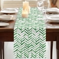 thumbnail image 3 of Table Runners 70 Inches Long Dress Scarves, Green Line Farmhouse Coffee/Dining/Kitchen Table Decor, Holiday Table Runner, Vintage Abstract Geometric Stripes Watercolor 13x70 Inch, 3 of 9