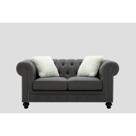 Best Quality Furniture Upholstered Loveseat Dark Gray or