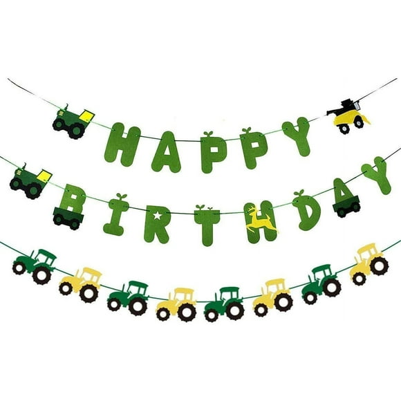 Set de pancartas de cumpleaños con temática de granja de tractores, suministros para fiestas