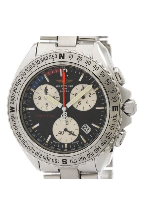 Pre-Owned BREITLING Chrono Shark Yacht Steel Quartz Mens Watch A53606 Polished
