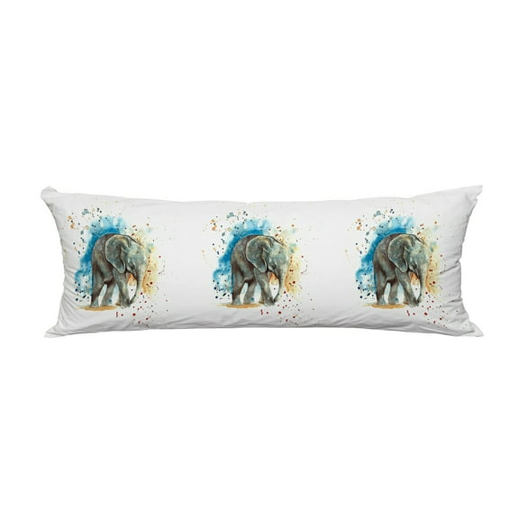 ECZJNT Watercolor Grey Elephant Blue Orange Pillow Cover Body Pillowcase Pillow Protector 20x60 Inch