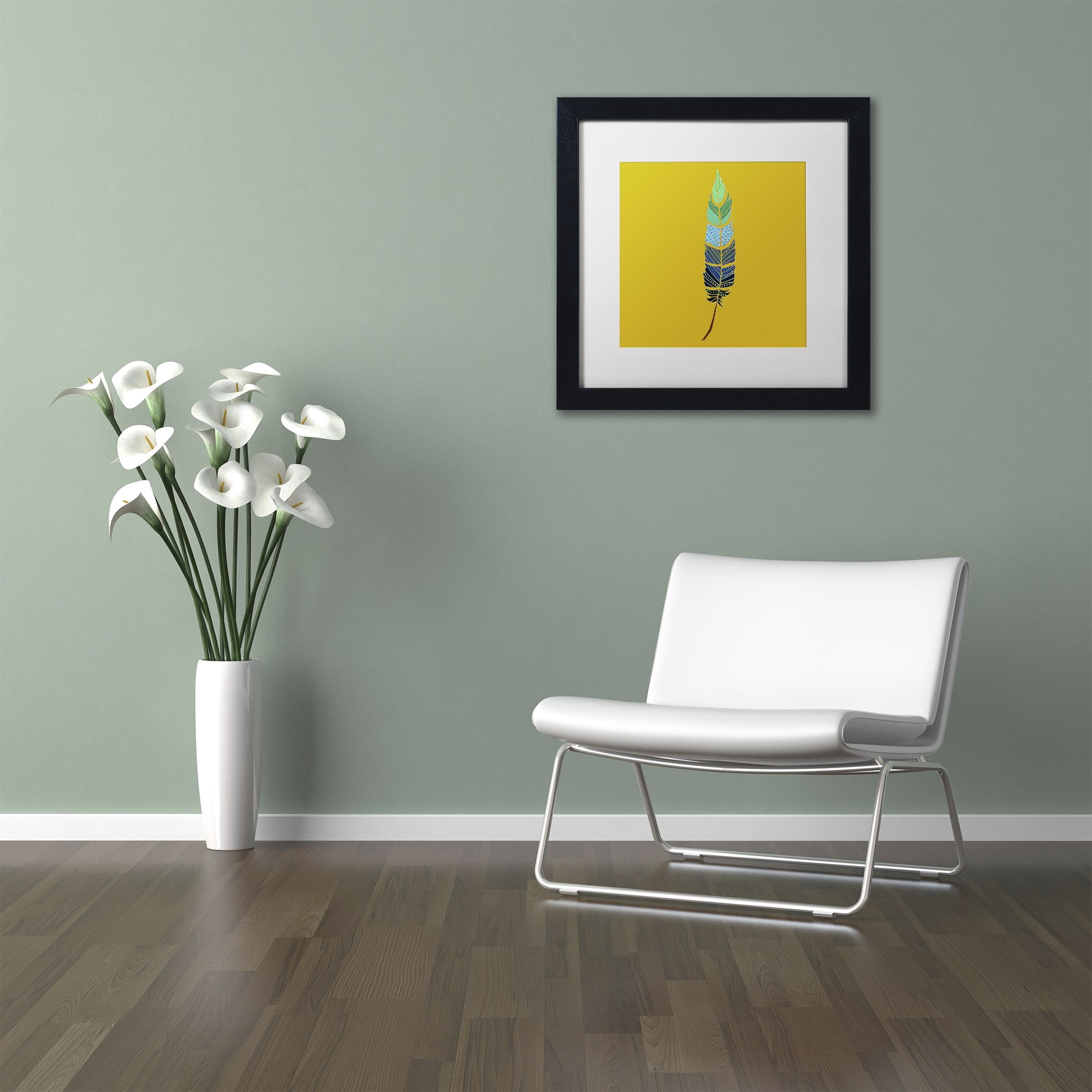 Trademark Fine Art "Plume 2" Canvas Art by Sylvie Demers, White Matte, Black Frame