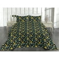 thumbnail image 2 of Ambesonne Jungle Boho Quilted Bedspread Set 3 Pcs, Monstera Leaves Flowers, King, Sea Blue Mustard, 2 of 4