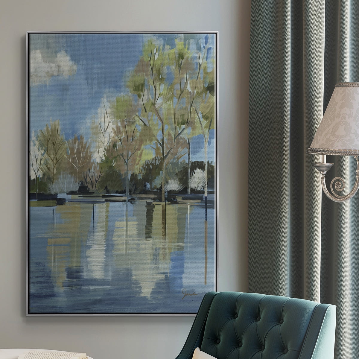 Enchanted Forest I Framed Premium Gallery Wrapped Canvas - Ready to Hang - 25 x 37 - Silver Floating Frame