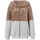 thumbnail image 4 of Abrigo cálido para mujer Chaqueta con cremallera Empalme sólido Blusa de manga larga Tops Sudadera con capucha Pompotops  qwe14736, 4 of 6