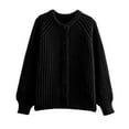 thumbnail image 4 of VISALY Cropped Cardigan Chunky Knit Cardigan Cardigan Sweater Button Down Long Sleeve Chunky Soft Knit Sweater Fall Open Front Loose Casual Cardigan Coat Fitted Cardigan Lounge Cardigans Black L, 4 of 4