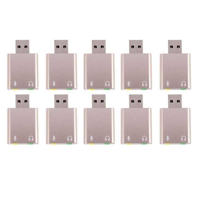 10X Tarjeta de sonido USB 7.1 externa USB a conector de 3,5 mm Adaptador de auriculares Tarjeta de sonido de micrófono de audio estéreo para PC Computadora portátil