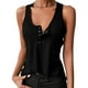 thumbnail image 2 of Camiseta sin mangas sexy con cuello en V y botones para mujer, chaleco informal de poliéster, jersey de color liso, tallas S-XXL, para uso diario/fiestas, 2 of 6