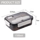 thumbnail image 5 of Fiambrera Bento con cuchara, caja de almacenamiento de alimentos de plástico con 3 compartimentos, 5 of 6