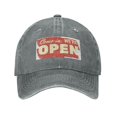 thumbnail image 1 of DouZhe Adjustable Washed Cotton Baseball Cap - Open Entry Sign Prints Vintage Dad Hat Unisex Sports Caps (Gray), 1 of 6