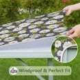 thumbnail image 6 of Darkgray Daisy Flower Green Leaves Pattern Square Fitted Tablecloth with Elastic Edge,Square Table Cover,Washable Elastic Table Cover for Home Kitchen Party Decor 36"x36", 6 of 6