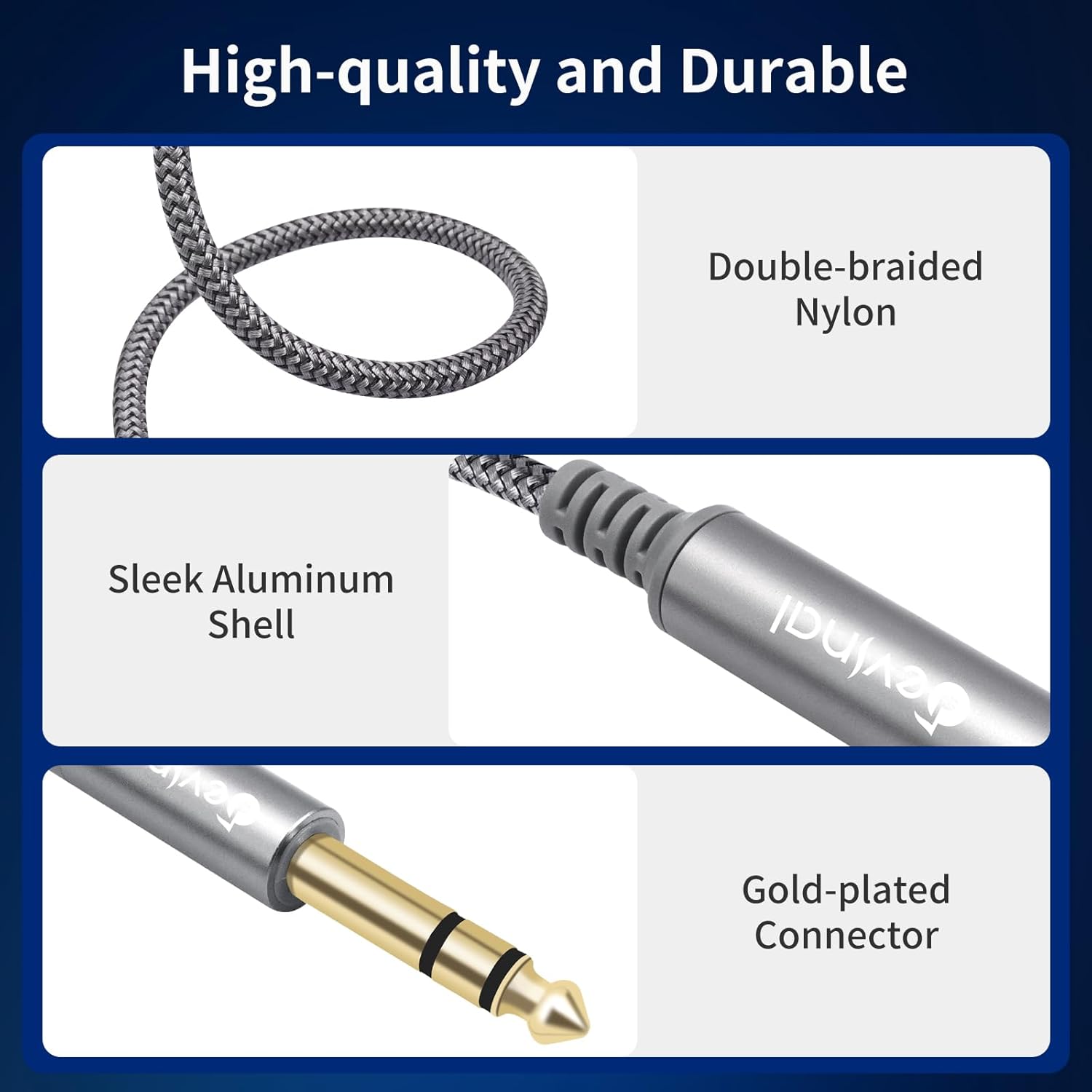 JJEAN-1/4 inch Headphone Extension Cable, 6.35mm TRS Male to Female Stereo Cord, Quarter Inch Guitar Cable Extender, 20ft (6 Meters)