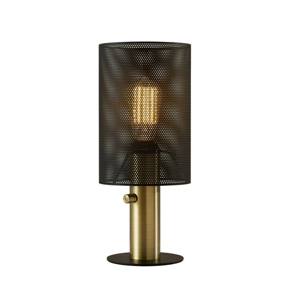 Adesso Nico Table Lamp, Black and Antique Brass