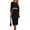 Black, variant on Women's Long Sleeve Midi Bodycon Dresses Casual Crewneck Cut Out Ribbed Knit Fitted Pencil Dress