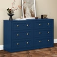 thumbnail image 2 of CozyHome Set of 2 Bedside Tables, Modern 3-Drawer Wooden Nightstands with Gold Knobs, Functional Accent Cabinets for Bedroom or Living Room, 2 of 7