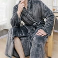 thumbnail image 6 of Matching Couples Pajamas Unisex Lightweight Lovers Robes Soft Warm Waffle Knit Solid Color Bathrobe Sleepwear 3/4 Sleeve Loungewear with Pockets 2 Piece Grey XL, 6 of 9