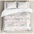 thumbnail image 3 of Dragonfly Twin Size Duvet Cover Set, Shabby Chic Roses Worn Old Vintage Backdrop with Moth Bugs Print, Decorative 2 Piece Bedding Set with 1 Pillow Sham, Pale Pink Pale Grey Coconut, by Ambesonne, 3 of 3