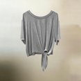 thumbnail image 4 of IUYRTFE Women's Short Sleeve Tie Front Top Loose Fit Casual Summer Blouse with Knot Hem, 4 of 6