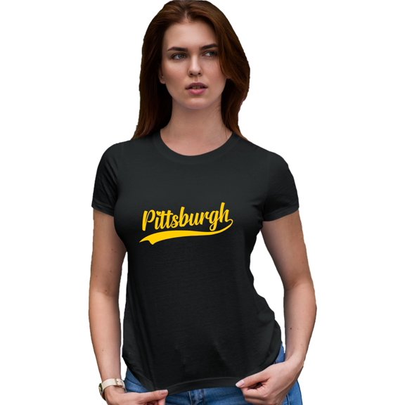Go All Out City Of Pittsburgh Pennsylvania Pride Fashion Script Deluxe Soft T-Shirt Mens/Women