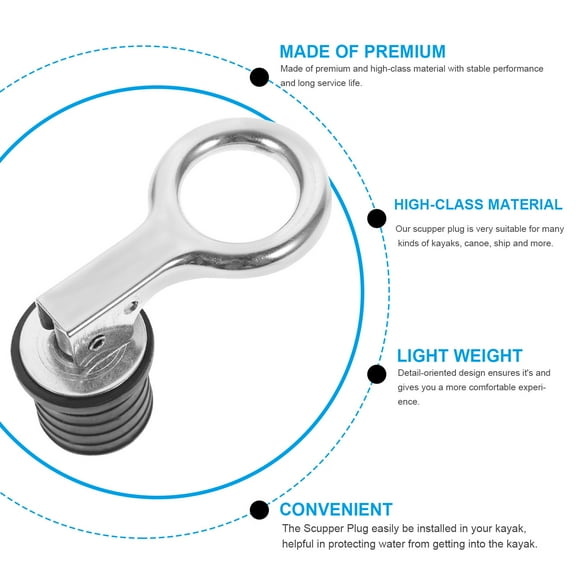 PTOOTP Marine Boat Drain Plug Push-In Stainless Steel Replacement 1 Set for Watercraft and Kayak