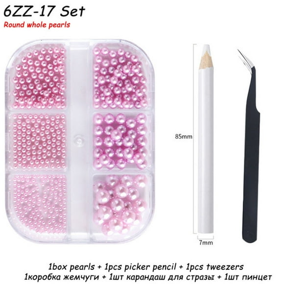 Accesorios para uñas Juego de brocas para uñas con perlas redondas de fondo plano y semicírculo japonés Wmkox8yii hjk791