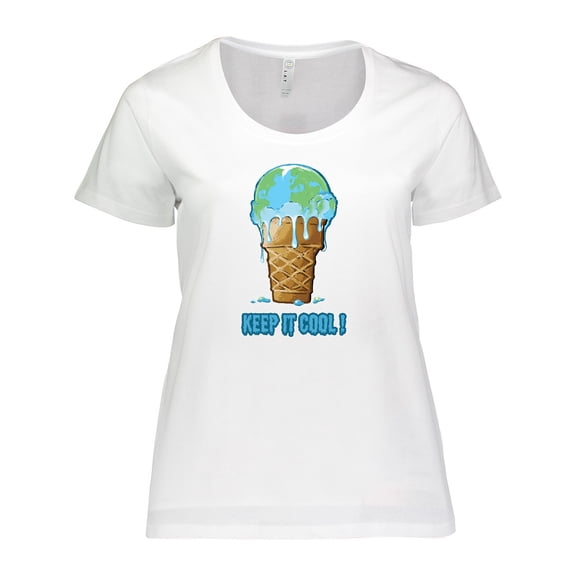 Inktastic Keep It Cool Melting Earth Ice Cream Cone Women's Plus Size T-Shirt