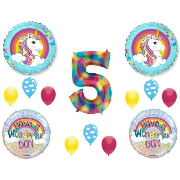 Unicorn 5th Rainbow Birthday Party Balloons Decoration Supplies Clouds