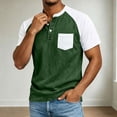 thumbnail image 4 of SAWOBUUN Men's Henley Shirt Short Sleeve Color Block Raglan Sleeve Button Down Top Casual Slim Fit T-Shirt with Chest Pocket, 4 of 5