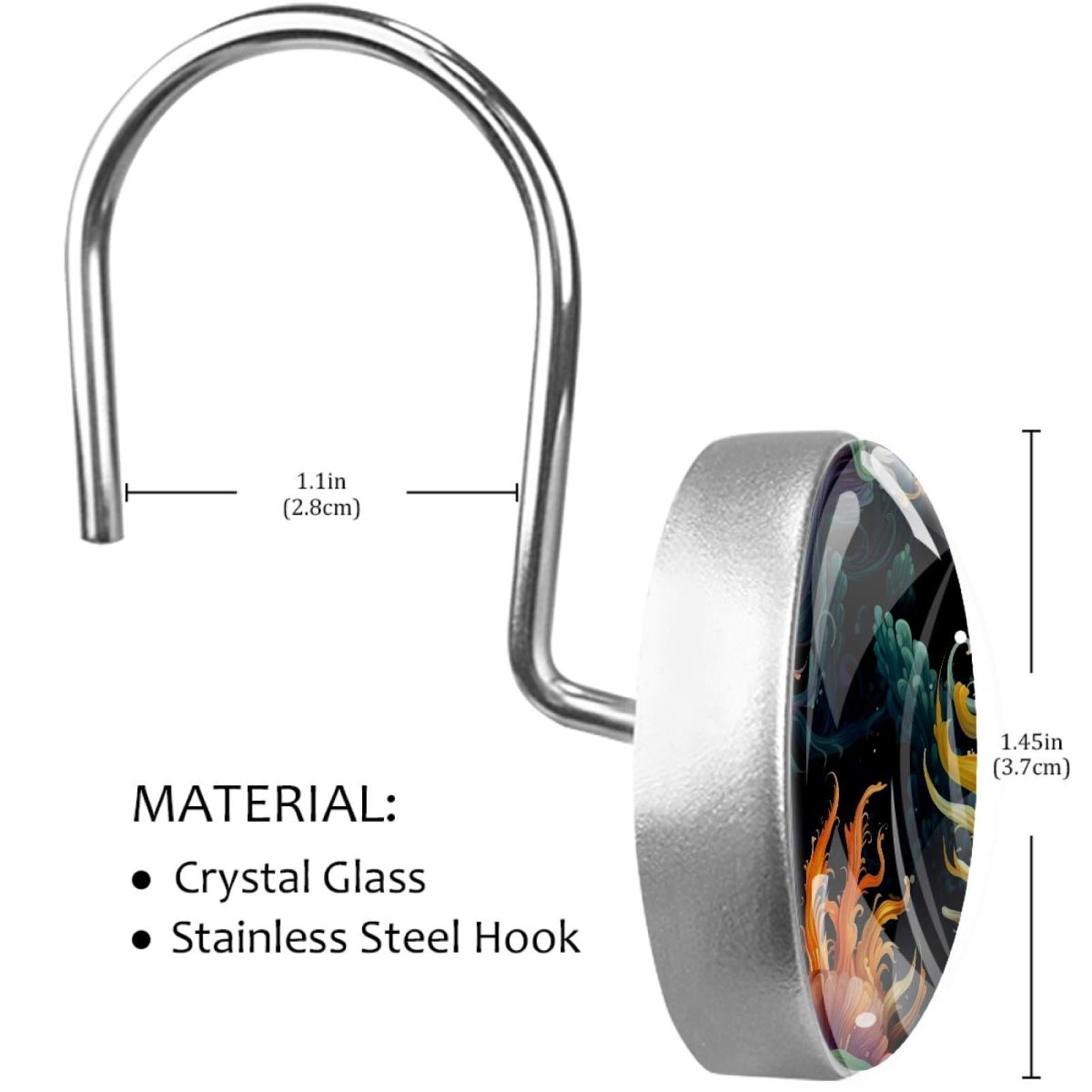 HemaKayy 12 Pcs Decorative Shower Curtain Hooks - Stainless Steel Rings for Bathroom Décor - Easy Glide & Secure Hold - Perfect Decoration for Bathroom Shower Rods - Ocean Sea Slug