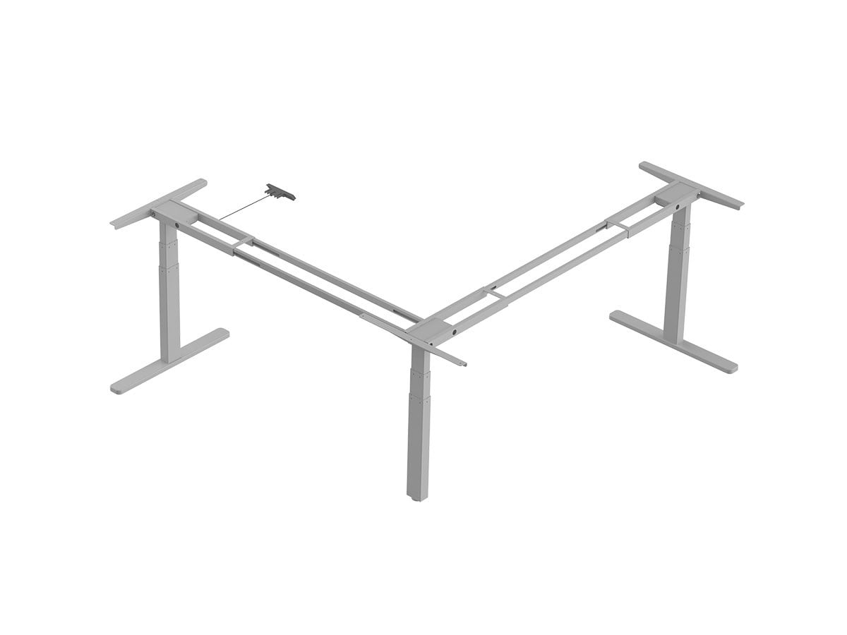 Monoprice Triple Motor Height Adjustable Sit-Stand Corner Desk Frame - Gray, 3 Leg Corner, L Shaped Table Base, Programmable Memory Settings
