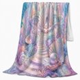 thumbnail image 2 of Enchanted Coral Castle Underwater Fantasy, Mystical Coastal Landscape Scene, Warm Flannel Blanket for Beach House and Living Room, Beach Lovers Housewarming Gift, Coastal Home Decor, 2 of 9
