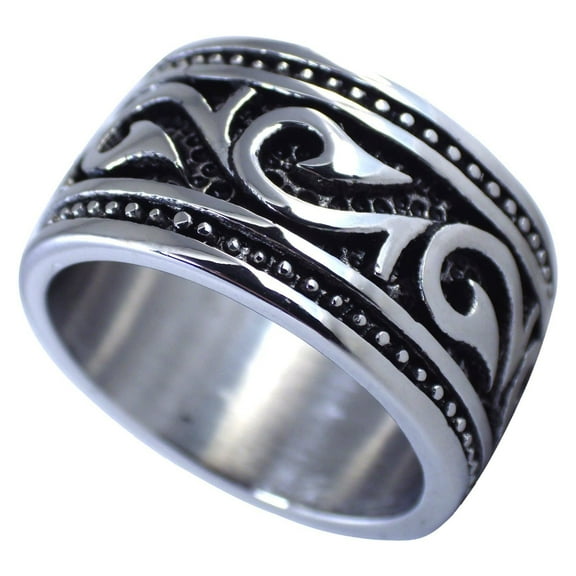 Men's Hawaiian Makau Tribal Hook Stainless Steel Ring - Metal Hei Matau