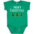 thumbnail image 3 of Inktastic Merry Christmas Green Plaid Christmas Trees Boys or Girls Baby Bodysuit, 3 of 5
